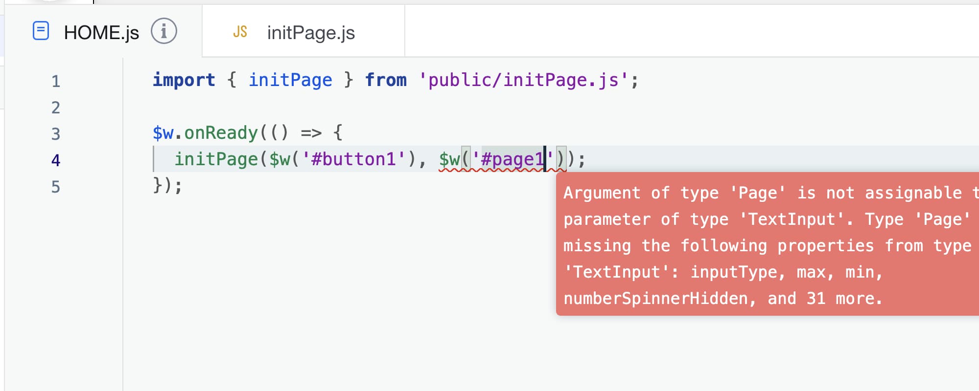annotation type error with jsdoc in velo editor